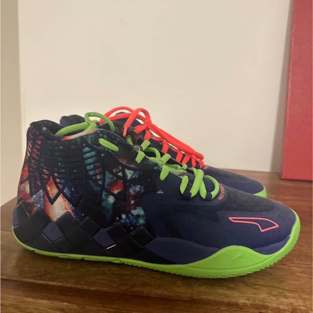 Puma Green Sneakers with Textured Upper and Neon Sole